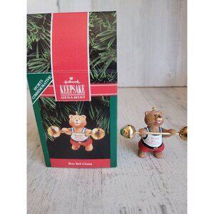 Hallmark vintage bear Bell champ 1991 ornament Xmas